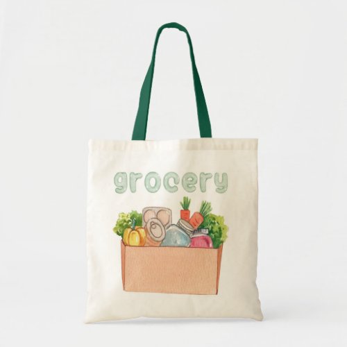 Vibrant Watercolour Vegetables Grocery Tote Bag