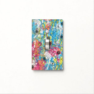 vibrant watercolours splatters floral sketch light switch cover