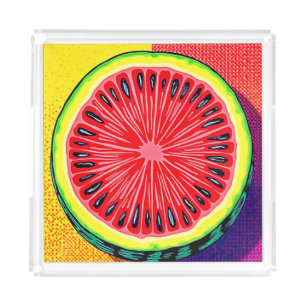 Vibrant Watermelon Pop Art Acrylic Tray