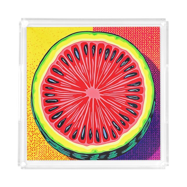 Vibrant Watermelon Pop Art Acrylic Tray (Front)