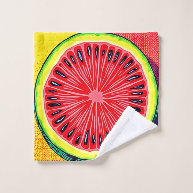 Vibrant Watermelon Pop Art Bath Towel Set (Wash Cloth)