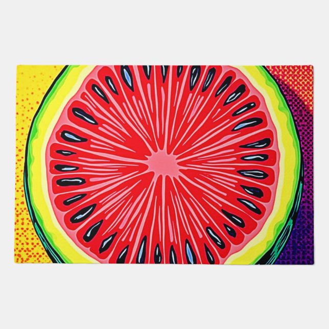Vibrant Watermelon Pop Art Doormat (Front)