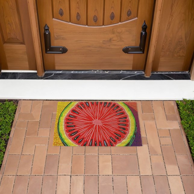Vibrant Watermelon Pop Art Fiber Doormat (Insitu (Outdoor))