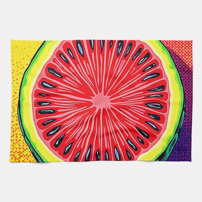 Vibrant Watermelon Pop Art Kitchen Towel (Horizontal)