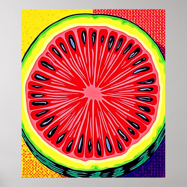 Vibrant Watermelon Pop Art Poster (Front)