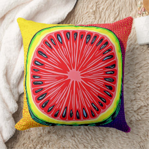 Vibrant Watermelon Pop Art Throw Pillow