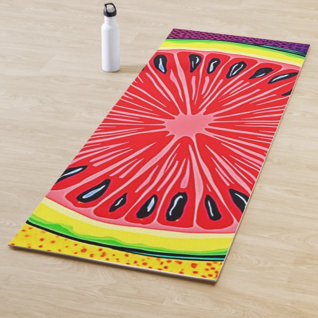 Vibrant Watermelon Pop Art Yoga Mat (In Situ)
