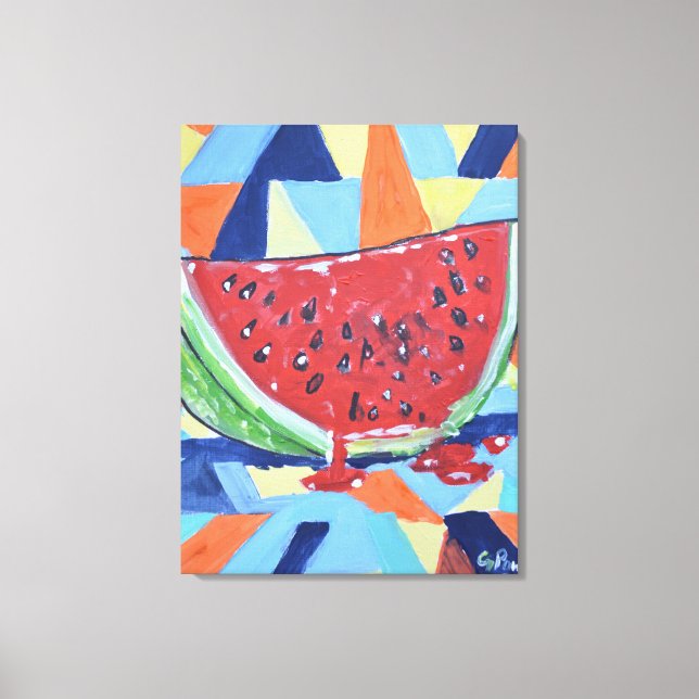 Vibrant Watermelon Slice Abstract Canvas Print (Front)