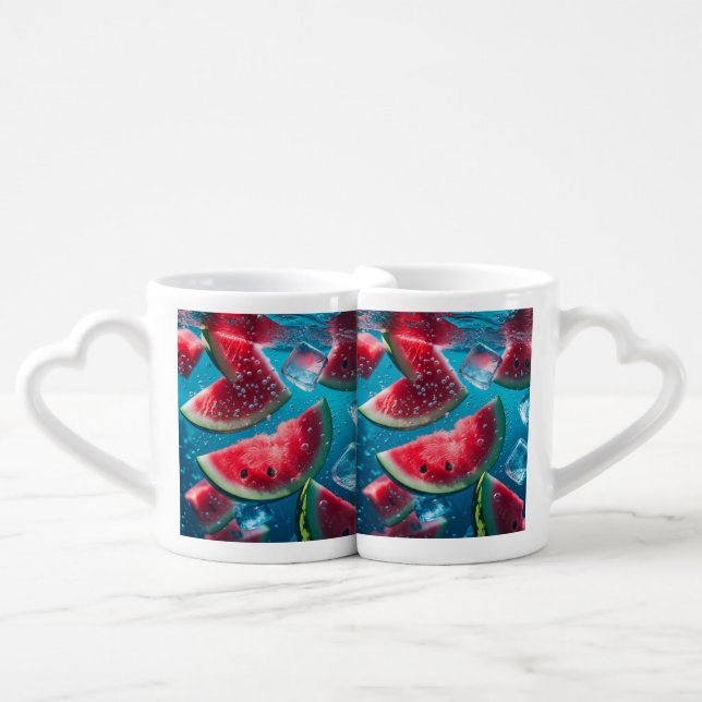 Vibrant Watermelon Slices Underwater – Refreshing  Coffee Mug Set (Front Nesting)
