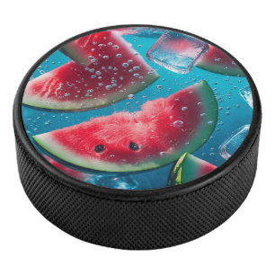 Vibrant Watermelon Slices Underwater – Refreshing Hockey Puck