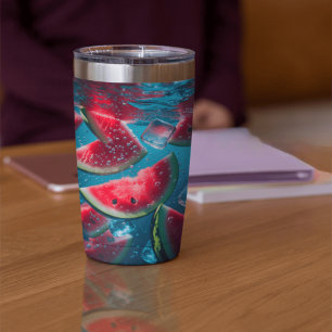 Vibrant Watermelon Slices Underwater – Refreshing Insulated Tumbler