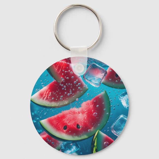 Vibrant Watermelon Slices Underwater – Refreshing  Keychain (Front)