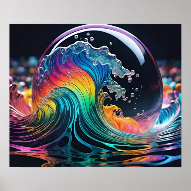 Vibrant Wave of Multiple Colors Poster (Front)