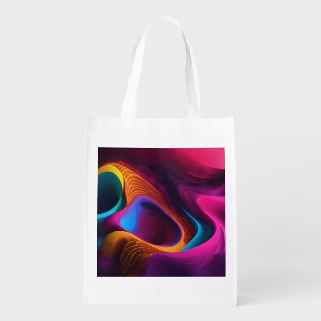 Vibrant Waves of Color Grocery Bag (Back)