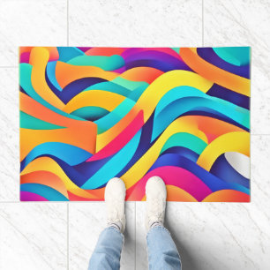 Vibrant Wavy Abstract Art Doormat