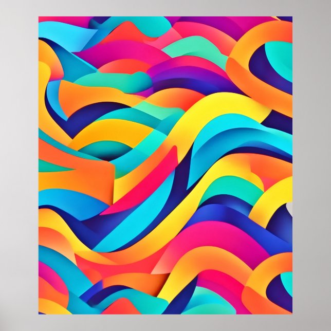 Vibrant Wavy Abstract Art Poster (Front)