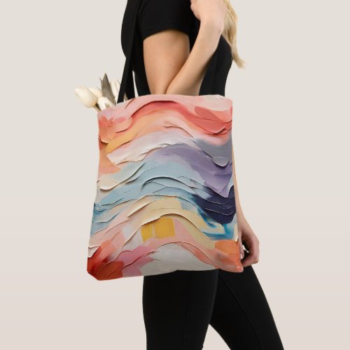 Vibrant Wavy Colorful Abstract Painting Swirls  Tote Bag