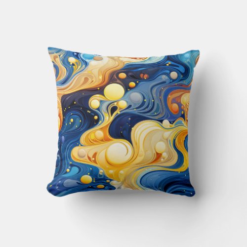 Vibrant Wavy Design Art Throw Pillow
