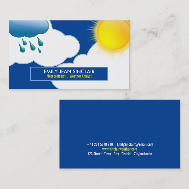 Vibrant Weather Icon Design, Meteorologist Business Card (Front/Back)