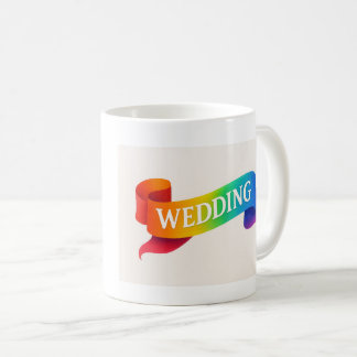 Vibrant Wedding Celebration Ribbon Coffee Mug