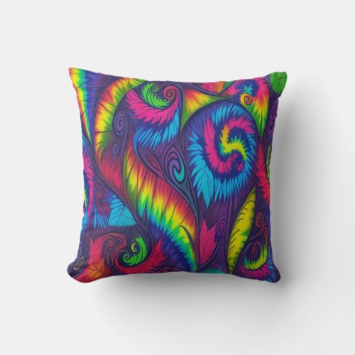 Vibrant Whirlwind Spiral Colorful Shapes Throw Pillow