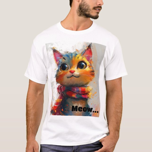 Vibrant Whiskers: Colorful Cat Art Tee (Front)