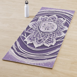 Vibrant White and Purple High-Contrast Meditation Yoga Mat