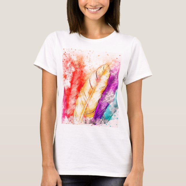Vibrant White T-Shirt with Colorful Accents (Front)