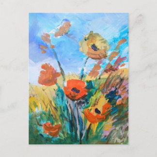Vibrant Wild Poppy Meadow Postcard