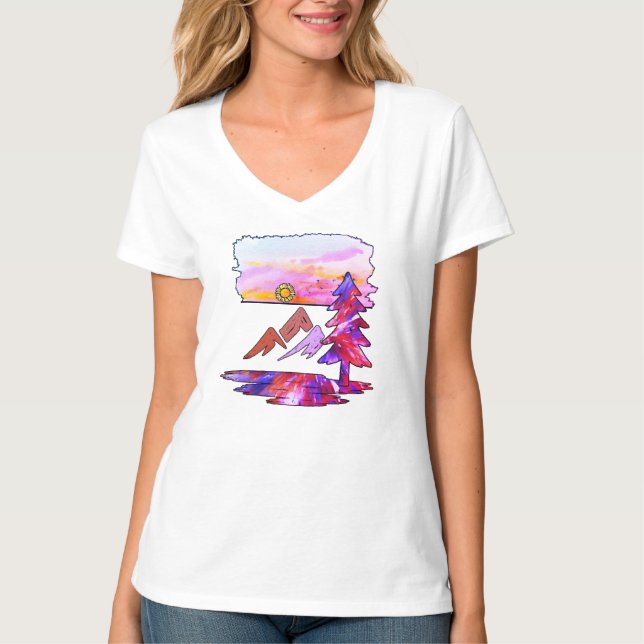 "Vibrant Wilderness" Watercolor T-Shirt (Front)
