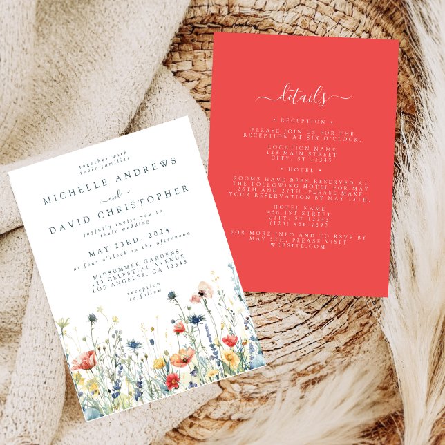 Vibrant Wildflower All in One Wedding Invitation (Creator Uploaded)