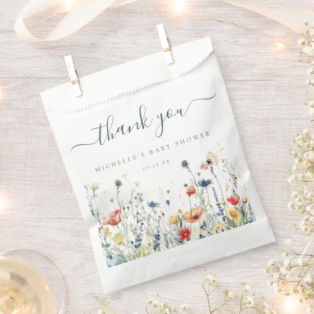 Vibrant Wildflower Baby Shower Favor Bag (Clipped)