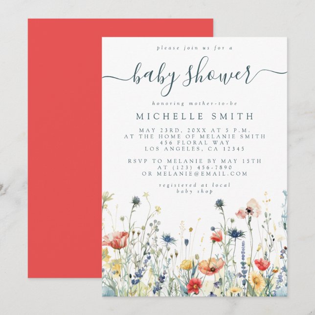 Vibrant Wildflower Baby Shower Invitation (Front/Back)