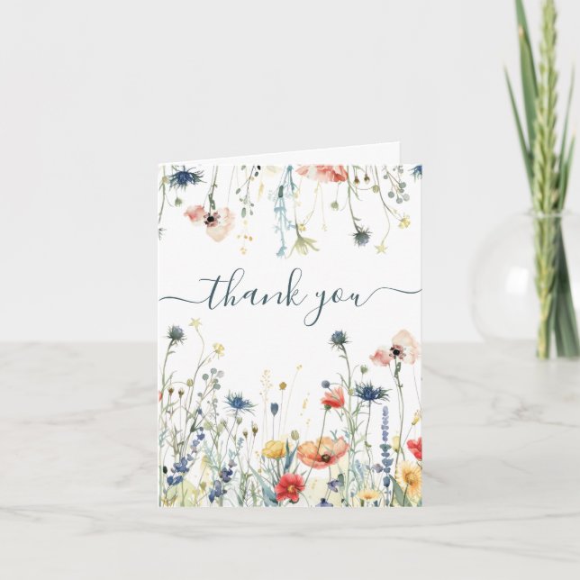 Vibrant Wildflower Baby Shower Thank You Card (Front)