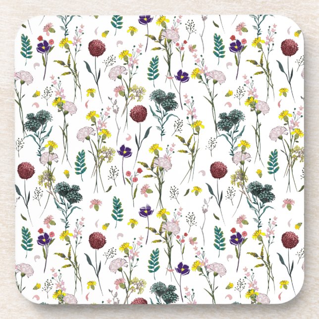 Vibrant Wildflower  Beverage Coaster (Front)