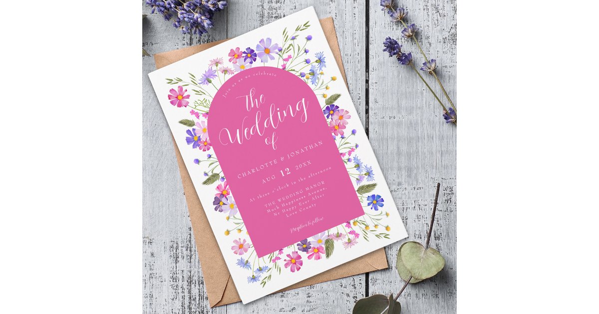 Vibrant Wildflower Boho Wedding Invitation | Zazzle