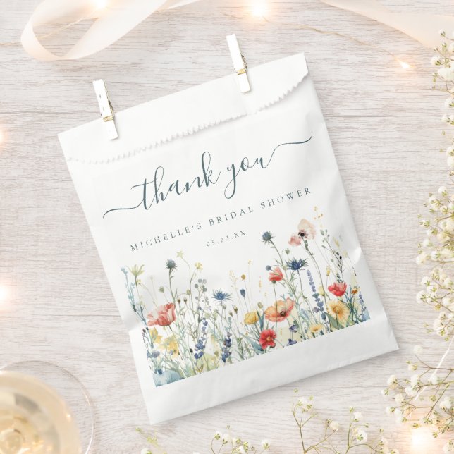 Vibrant Wildflower Bridal Shower Favor Bag (Clipped)
