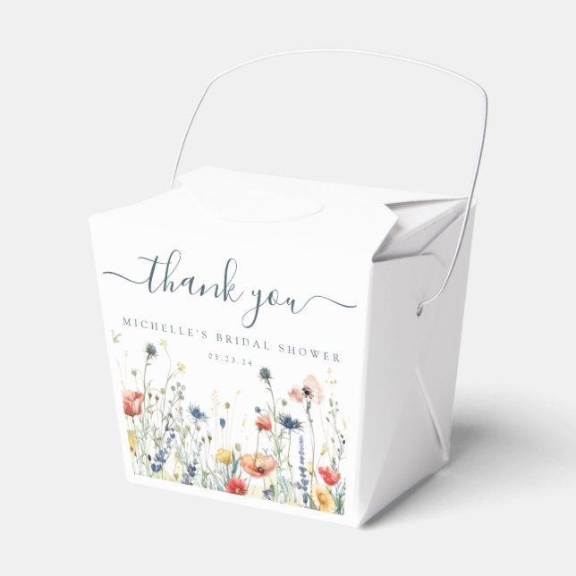 Vibrant Wildflower Bridal Shower Favor Boxes (Front Side)