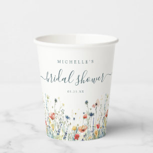 Vibrant Wildflower Bridal Shower Paper Cups