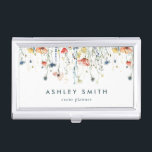 Vibrant Wildflower Business Card Case<br><div class="desc">This design features a border of vibrant wildflowers in shades of red,  yellow,  green,  teal,  and blue. Personalize with your name and business information.</div>