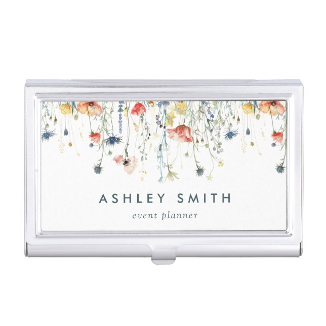 Vibrant Wildflower Business Card Case (Front)