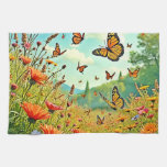 Vibrant Wildflower Butterfly Joy Design Kitchen Towel