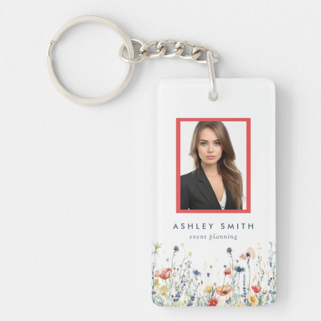 Vibrant Wildflower Employee ID Keychain (Front)