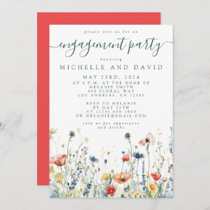 Vibrant Wildflower Engagement Party Invitation