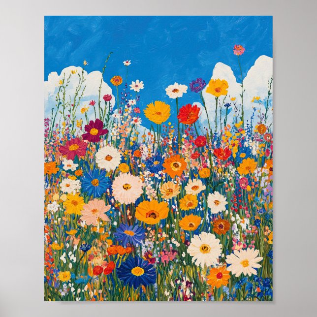 Vibrant Wildflower Field Impressionist Poster Wall (Front)