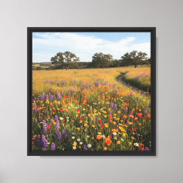 Vibrant Wildflower Field Nature Landscape Art  Canvas Print (Front)