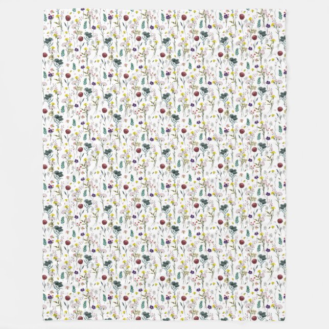 Vibrant Wildflower Fleece Blanket (Front)
