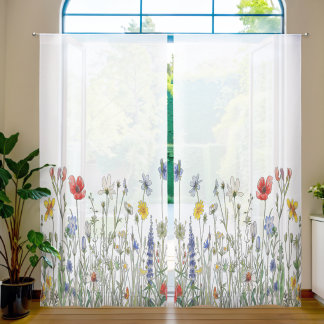 Vibrant wildflower garden in spring sheer curtains