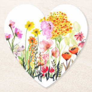 Vibrant wildflower garden paper coaster