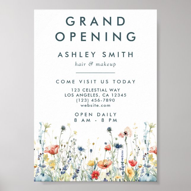 Vibrant Wildflower Grand Opening Poster (Front)